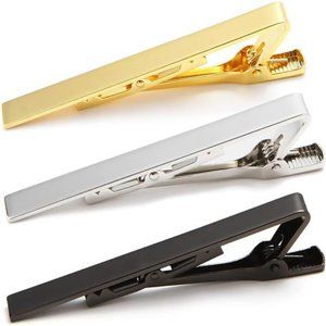 Tie Clip 3Pcs Gold Silver Black, Classic Tie Clips for Men Business